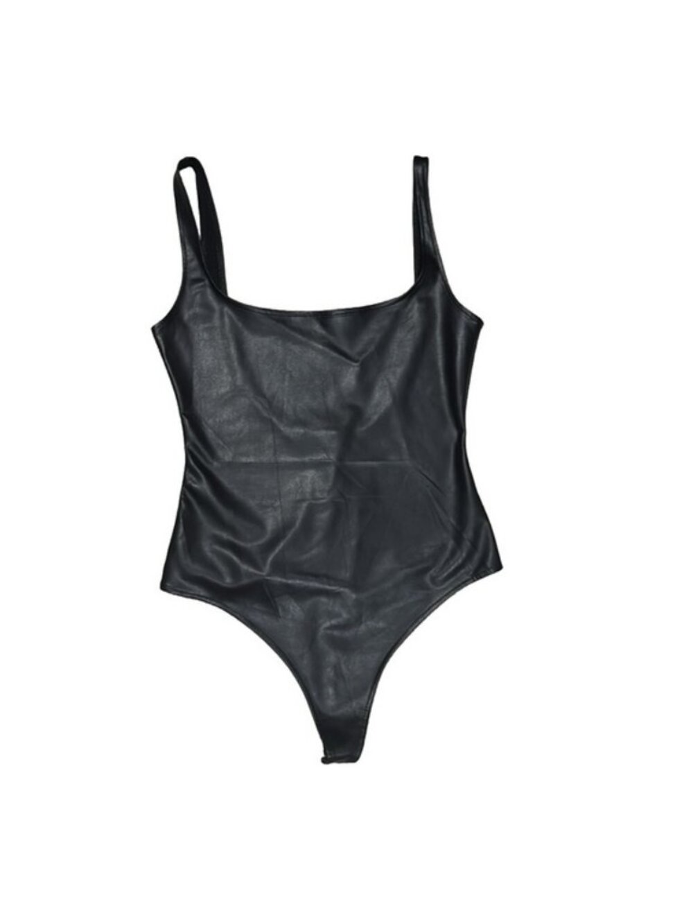 NWT Susana Monaco Faux Leather Low Back Thong Bodysuit Med MSRP $148
